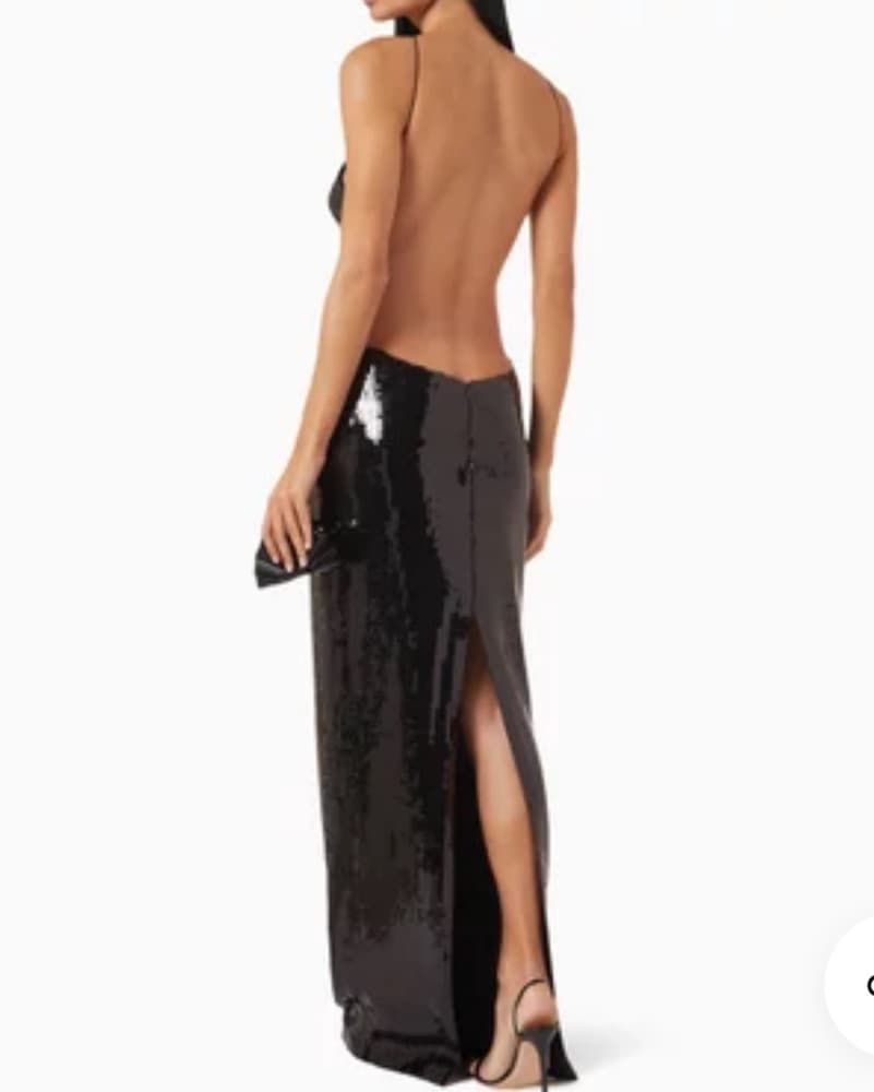 Black Sequin Halter Backless Gown - Image 4