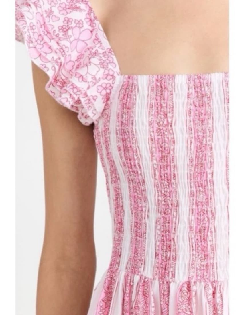 Mille Olympia Pink Smocked Midi Dress - Image 2