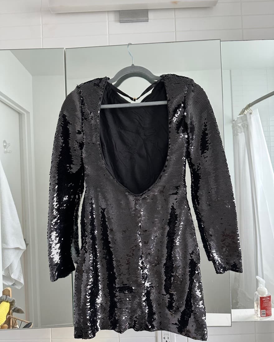 FRAME Black Sequice Dress - Image 2
