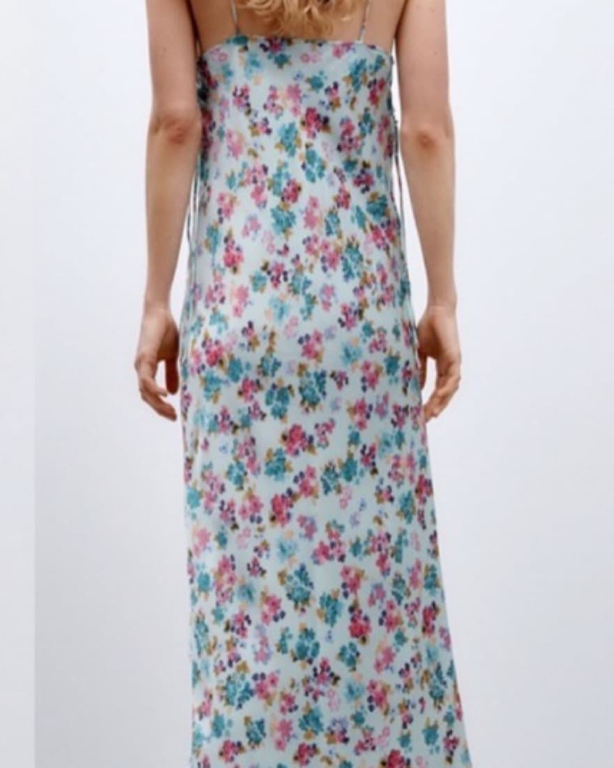 Zara Floral Light Green/Blue Dress - Image 2