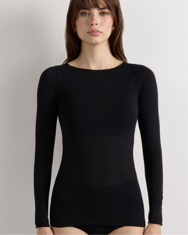 Intimissimi Cashmere Sheer Boat Neck Top - Image 1