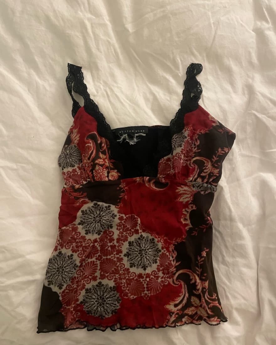 Vintage Lace-Trimmed Top - Image 2