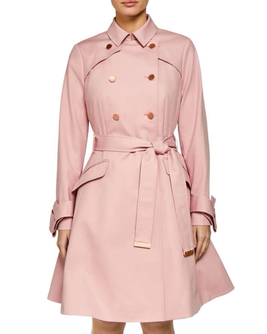 Pink Cotton Blend Trench Coat Dress - Image 1