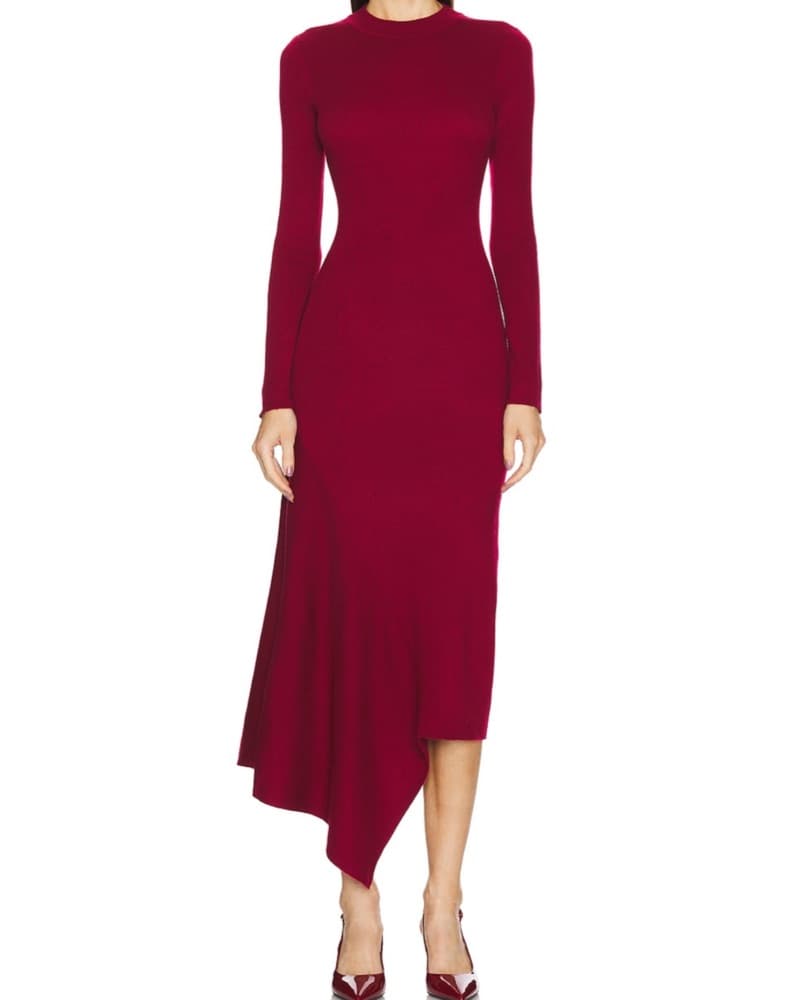 L’Academie Long Sleeve Red Sweater Dress - Image 1