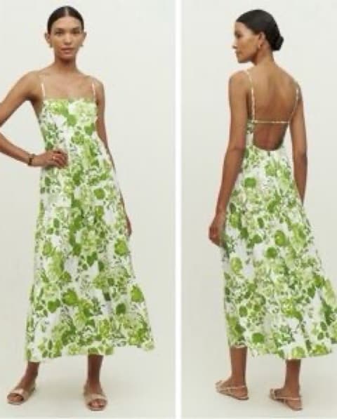 Reformation green floral tiered dress XS - Image 2