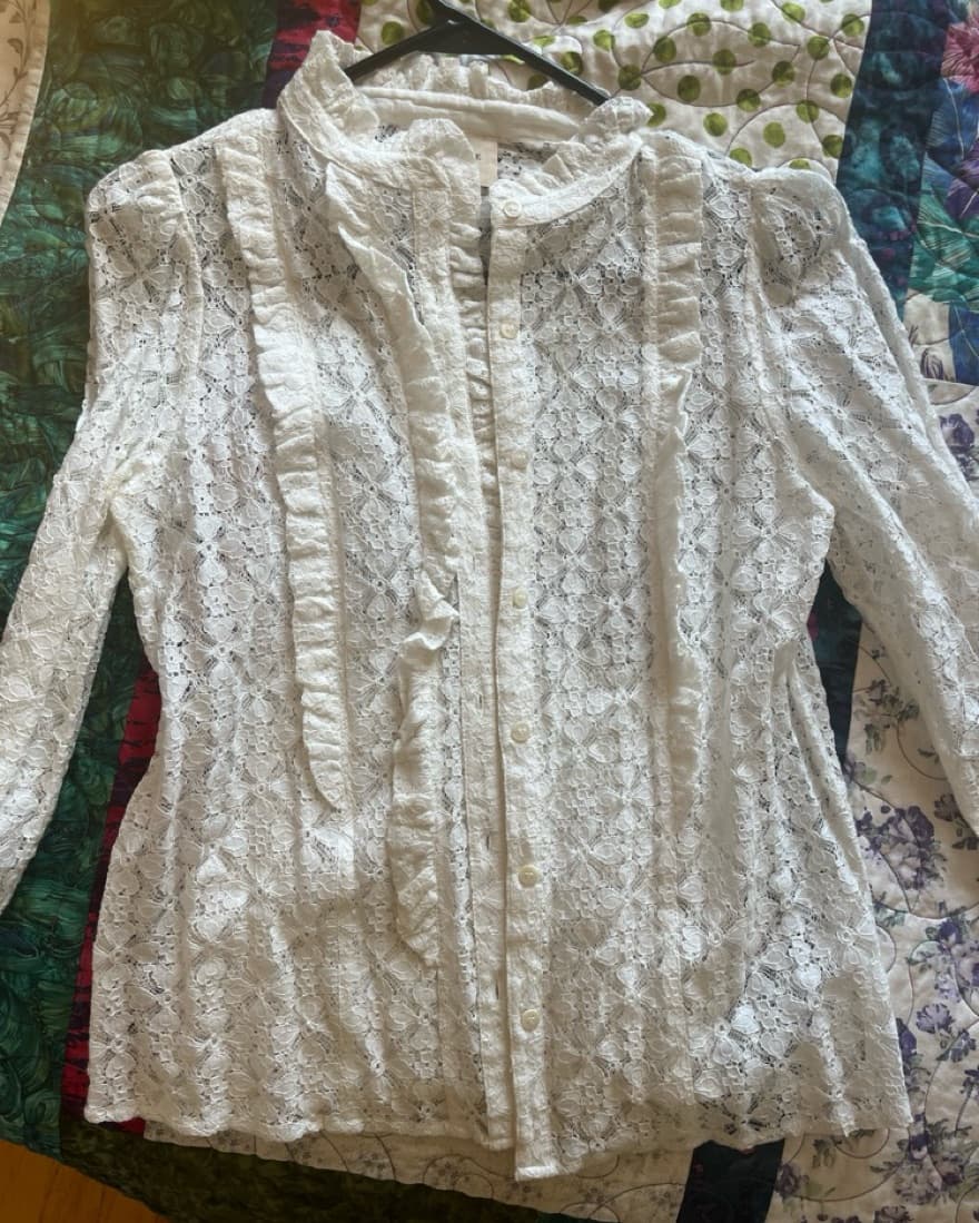 Sezane White Lace Blouse - Image 5