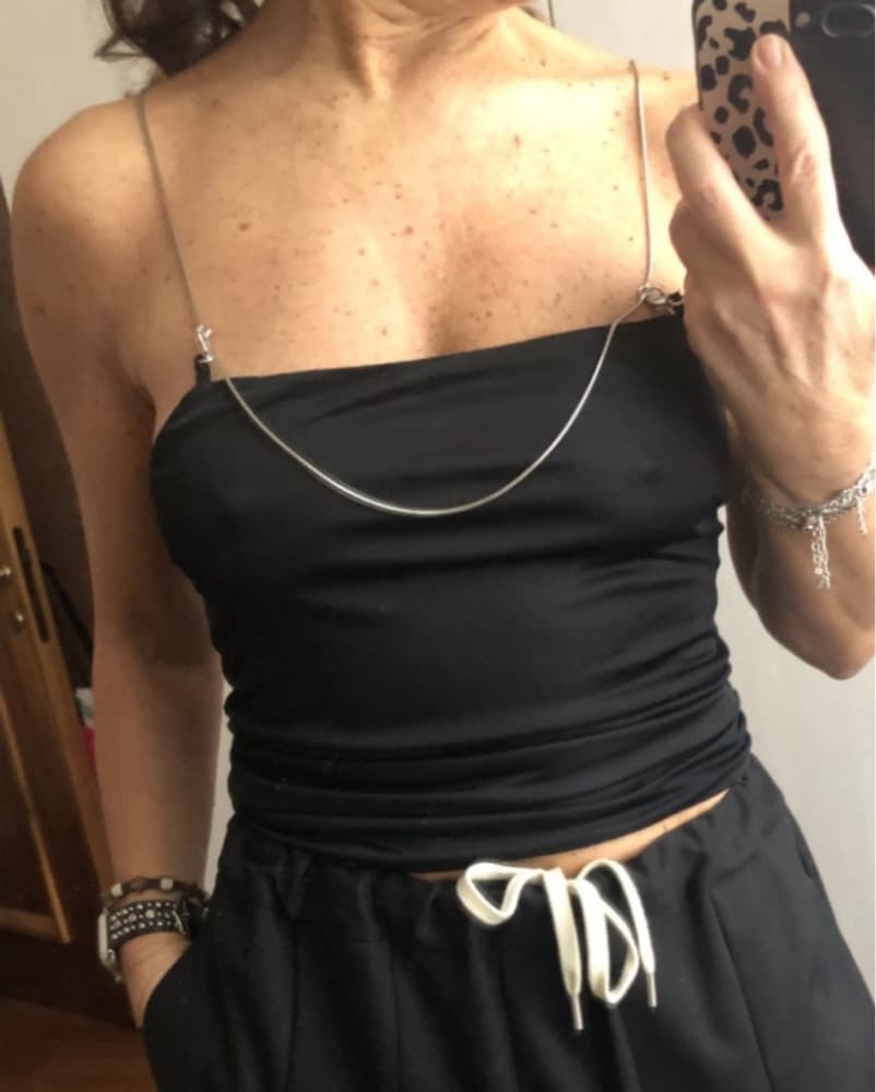 Black Slinky Silver Chain Top Designer - Image 2