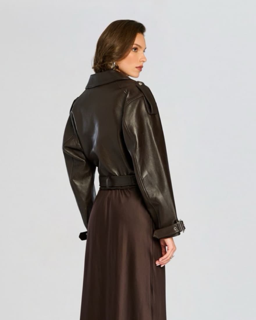 $800 Retrofete Brown Leather Jacket  - Image 4