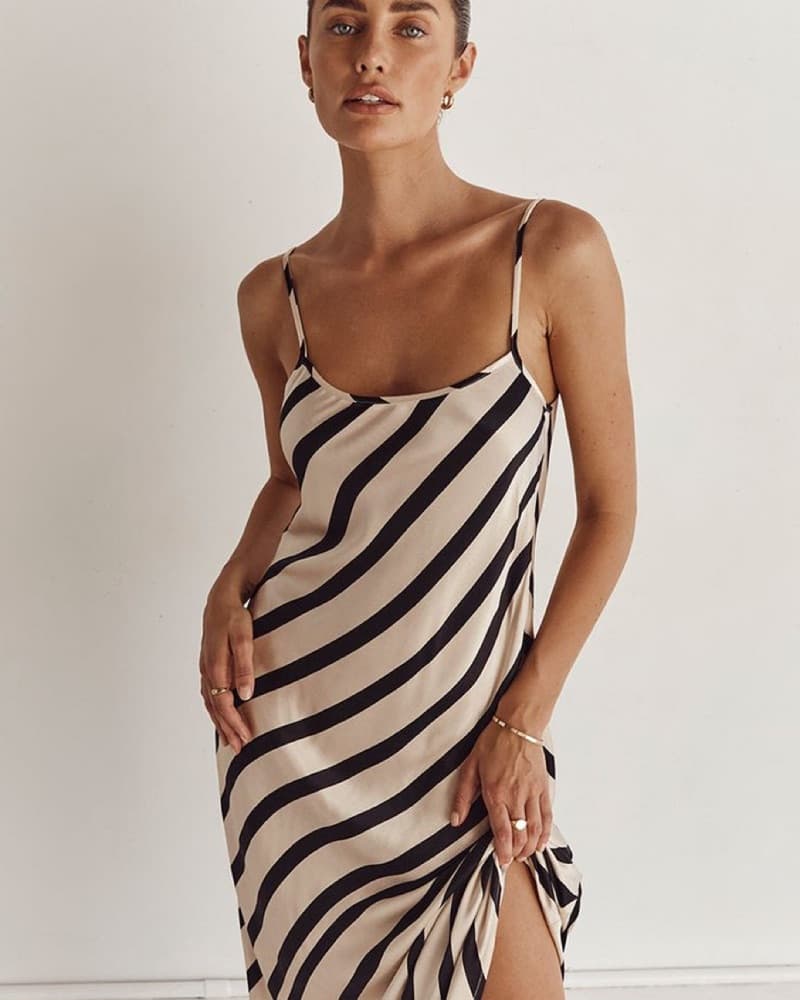 Dissh Chic Striped Satin Maxi Dress - Image 2