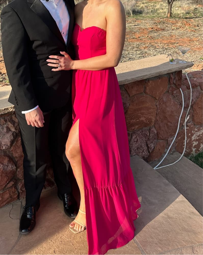 Valentina Chiffon Dress in Hot Pink - Image 2