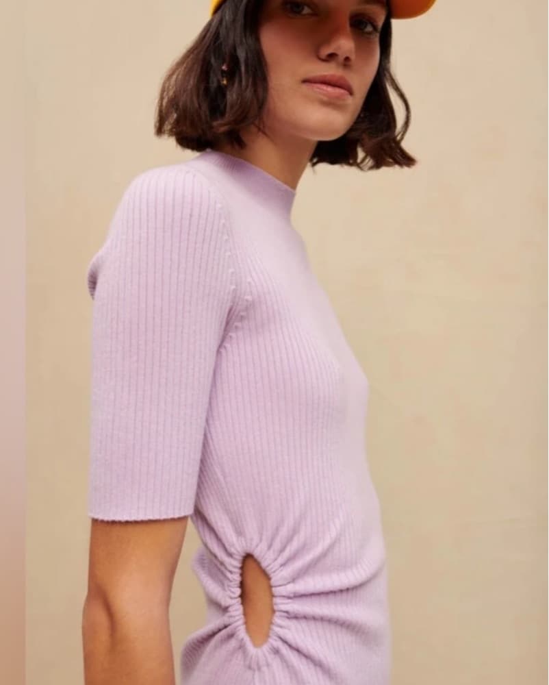 Maje Lilac Rib Knit Dress - Image 1