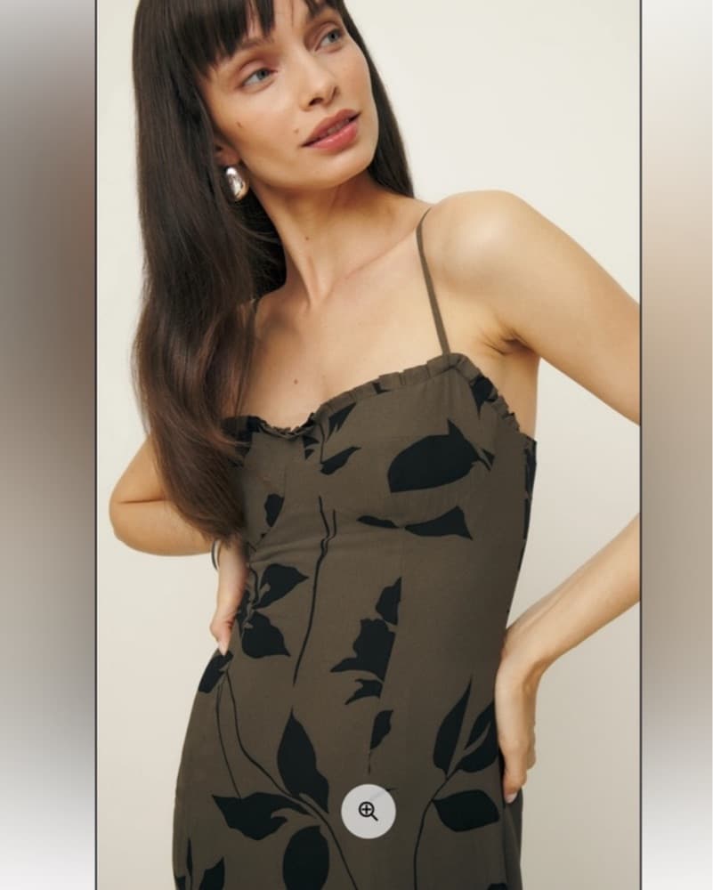 Reformation Aiko Olive Green Dress - Image 3