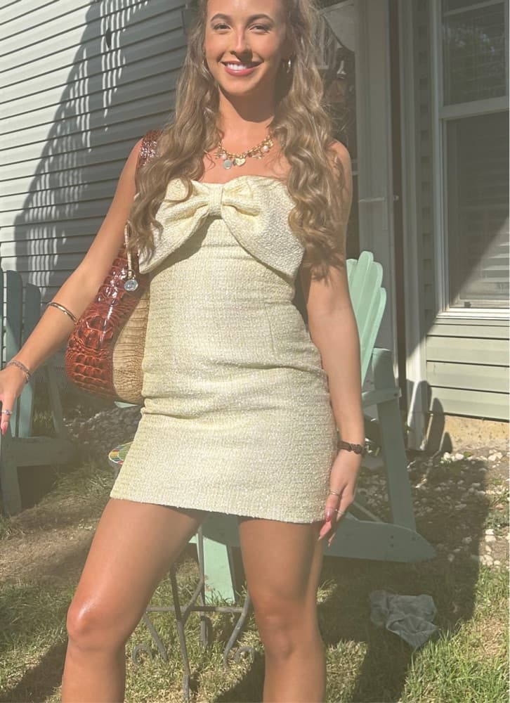 Yellow Sequin Bow Dress  - Image 2