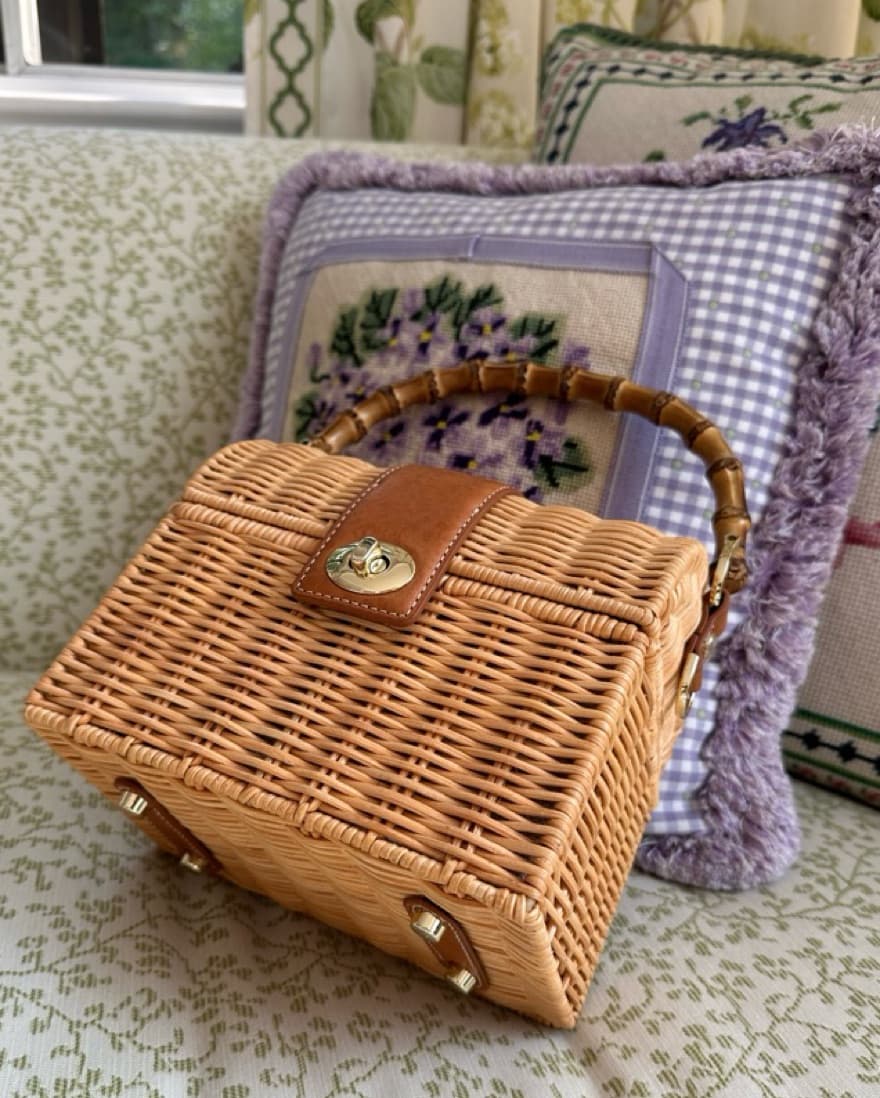 Rattan & Leather Purse - Image 1