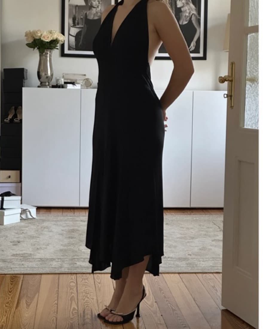 Vintage Black Halter Dress - Image 1