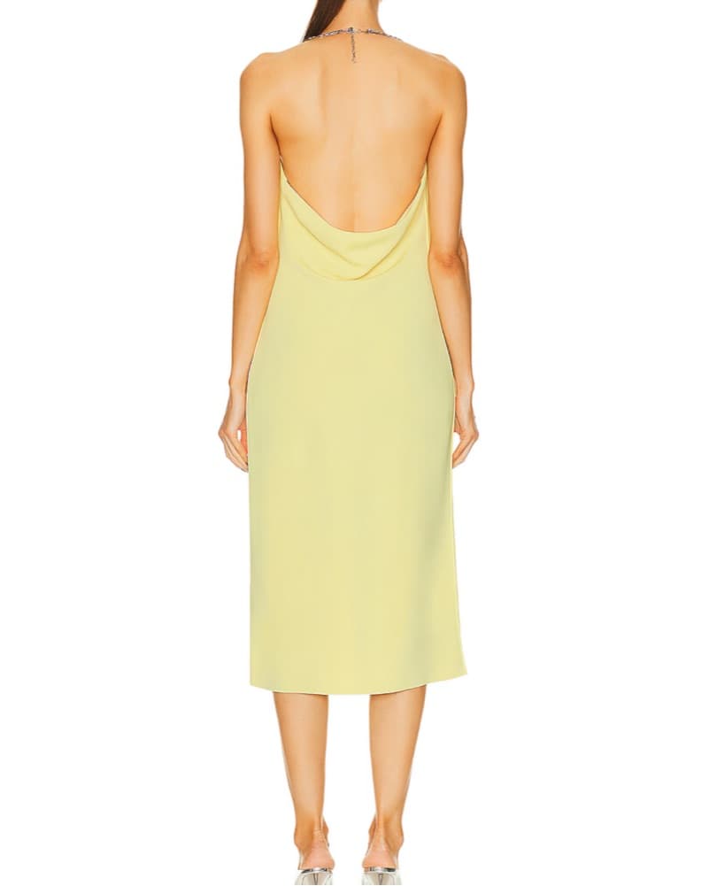 Bottega | Yellow Backless Midi Dress - Image 3