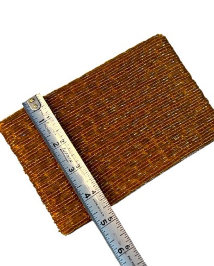 Orange/gold beaded envelope clutch - Image 4