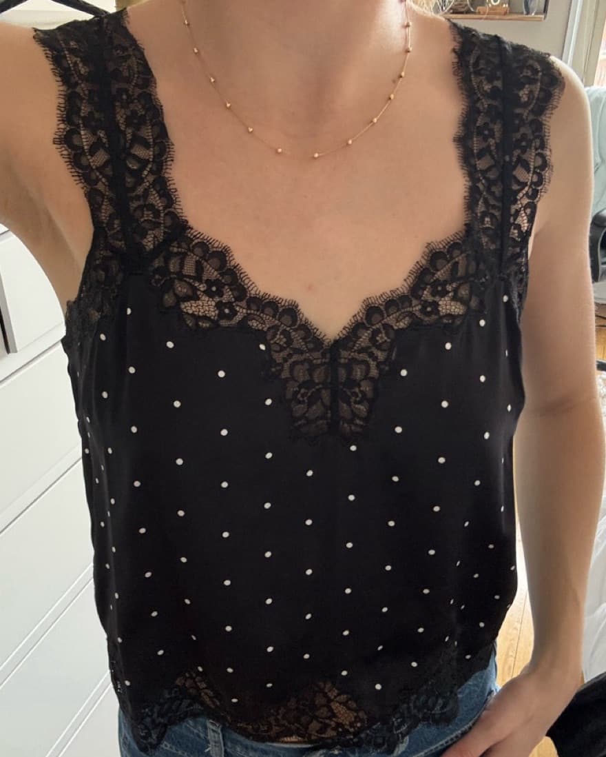 CAMI NYC Black Lace Polka Dot Top - Image 4