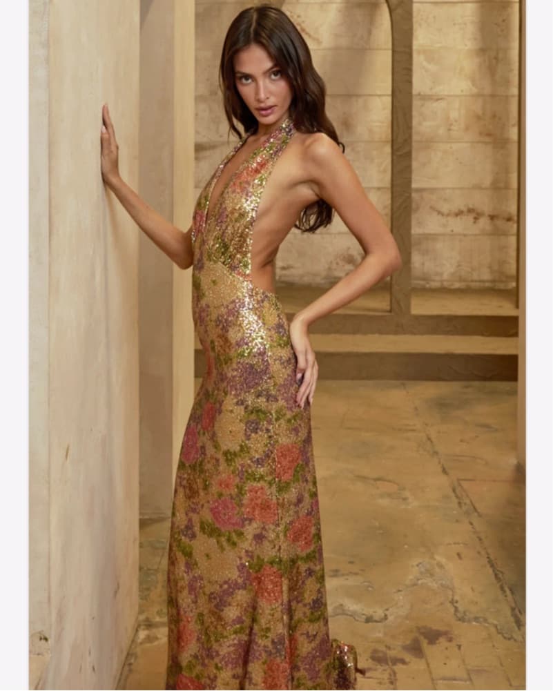 Fait Par Foutch Sequin Halter Neck Gown - Image 6