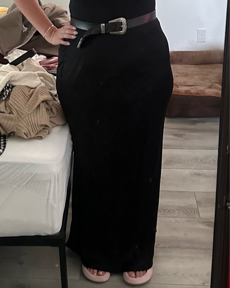 Black Tilda Maxi Slip Skirt - Image 3