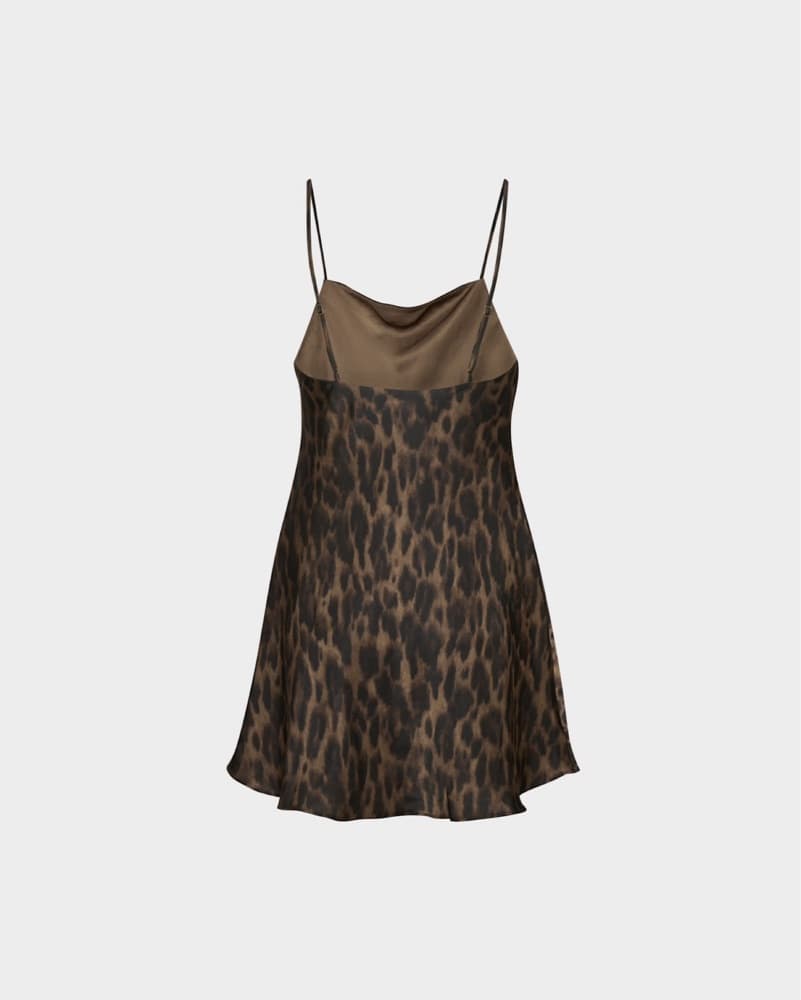 Leopard Slip Satin Dress - Image 4