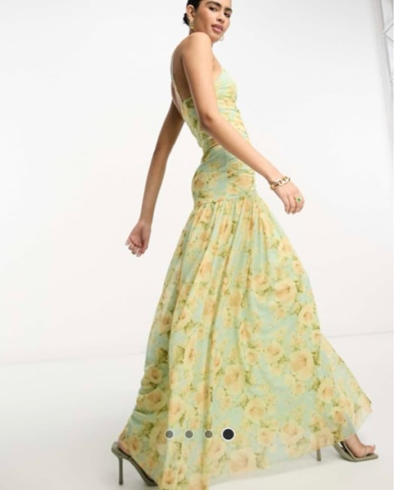 Long Floral Drop Waist Dress - Image 3