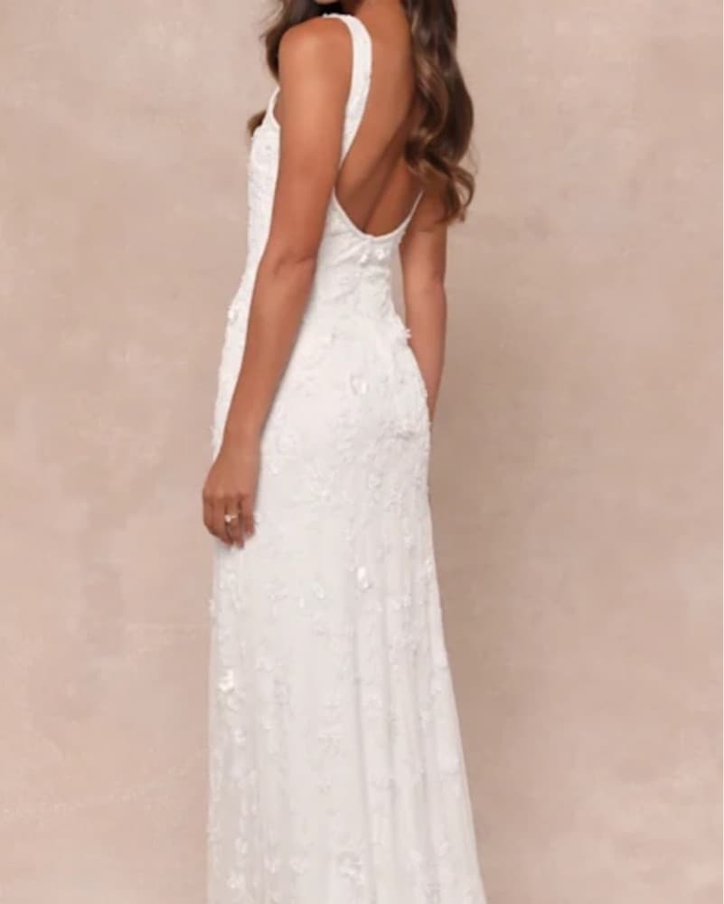 White Beaded Wedding Dress  - Image 3