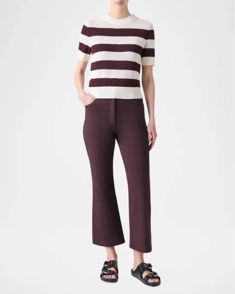 Chic Striped Sweater and Cropped Flare Pant Set - Image 2