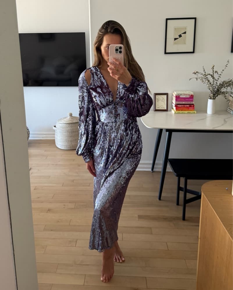The Attico Sequin Robe Dress in Purple - Image 2