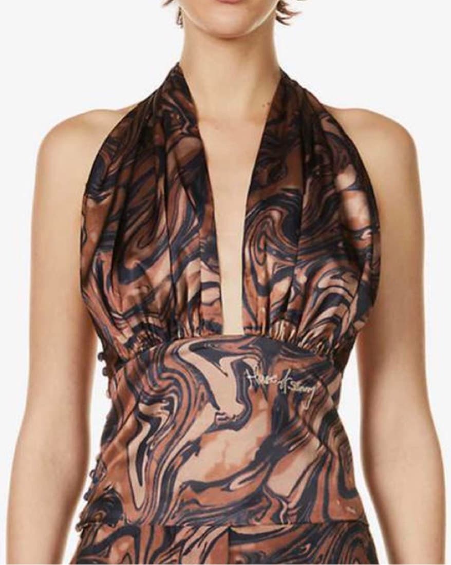 House of Sunny Mahagony Silk Halter Top - Image 2