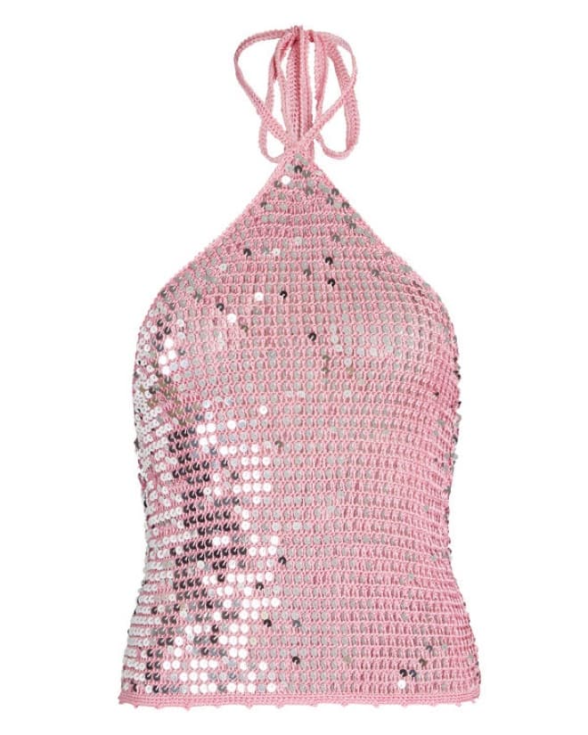 Retrofete Pink Sequin Halter Top - Image 4