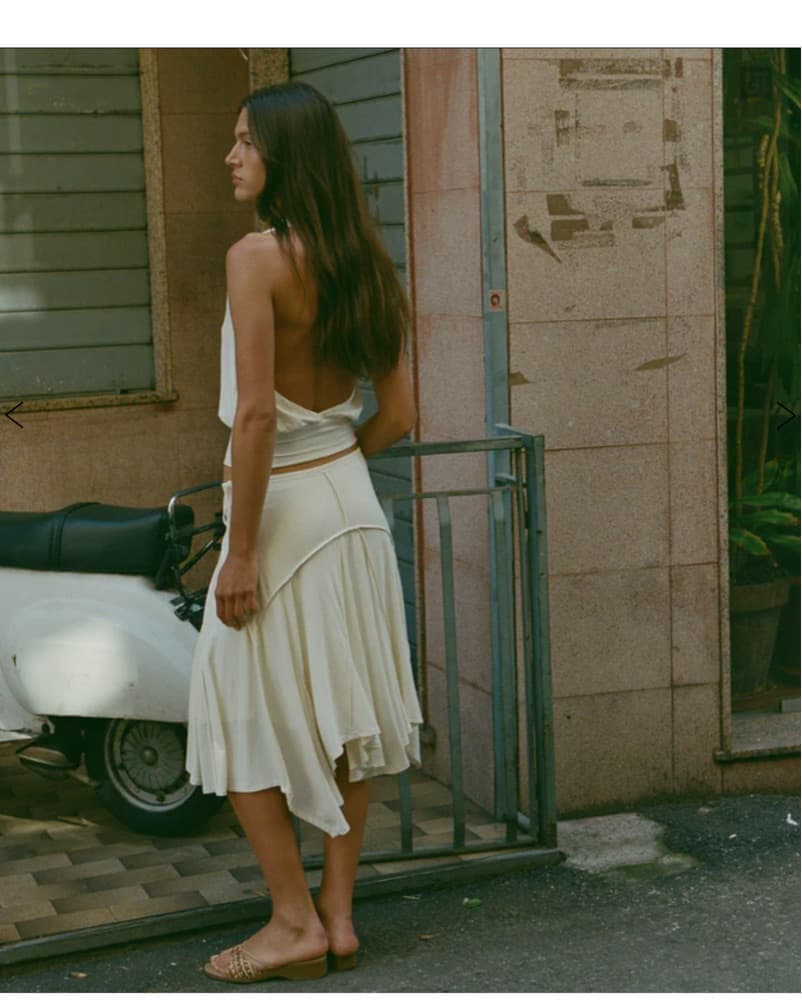 Elegant White Crop Top and Wrap Skirt Set - Image 2