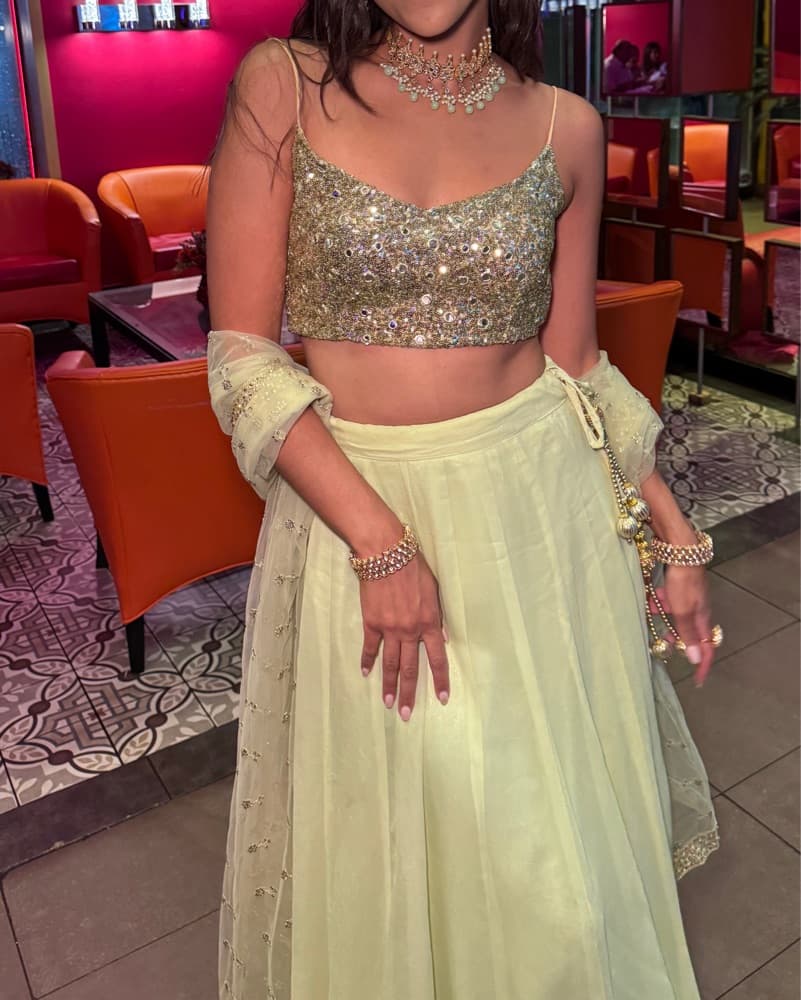 Glamorous Gold Sequin Embellished Lehenga Set - Image 3