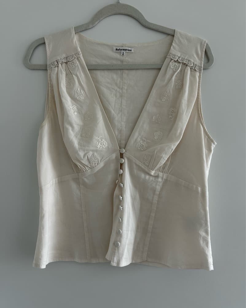 Reformation Embroidered Blouse - Image 1
