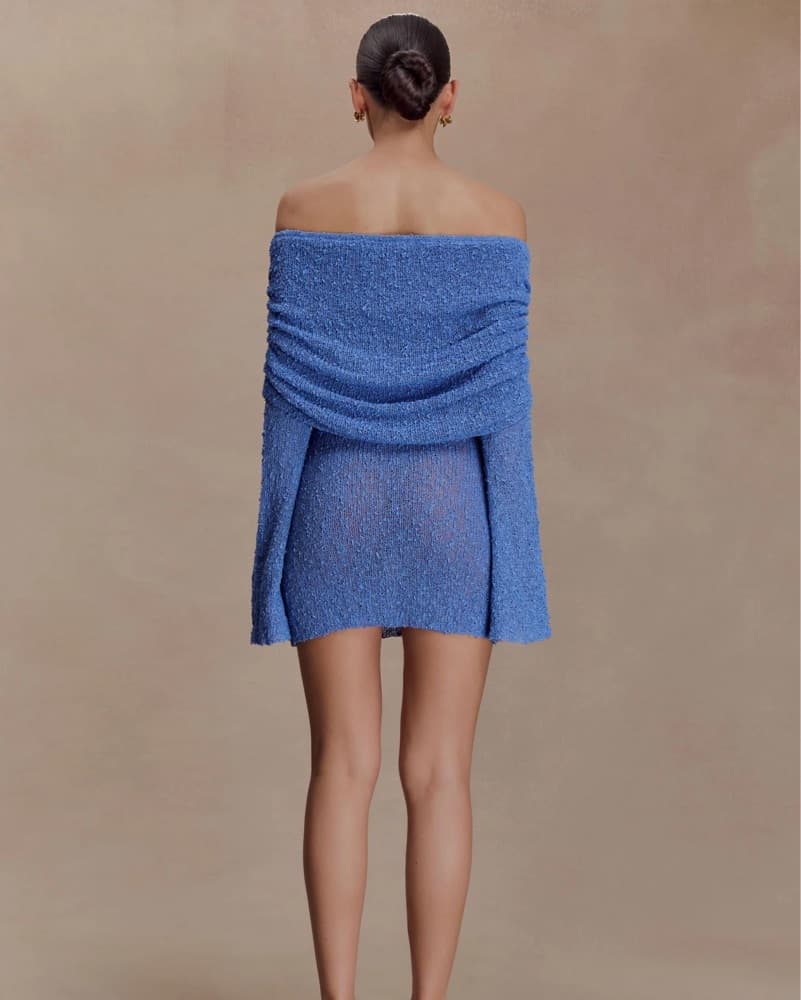 Off Shoulder Boucle Mini Dress - Image 2