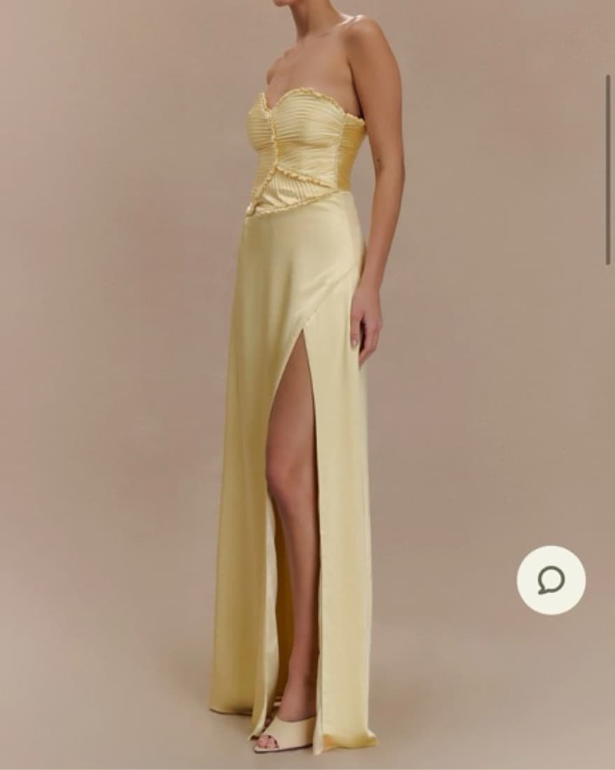 Meshki - Elegant Strapless Yellow Gown - Image 3