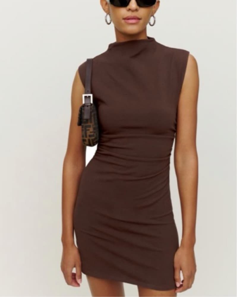 Reformation Alden Knit Dress in Brown - Image 3
