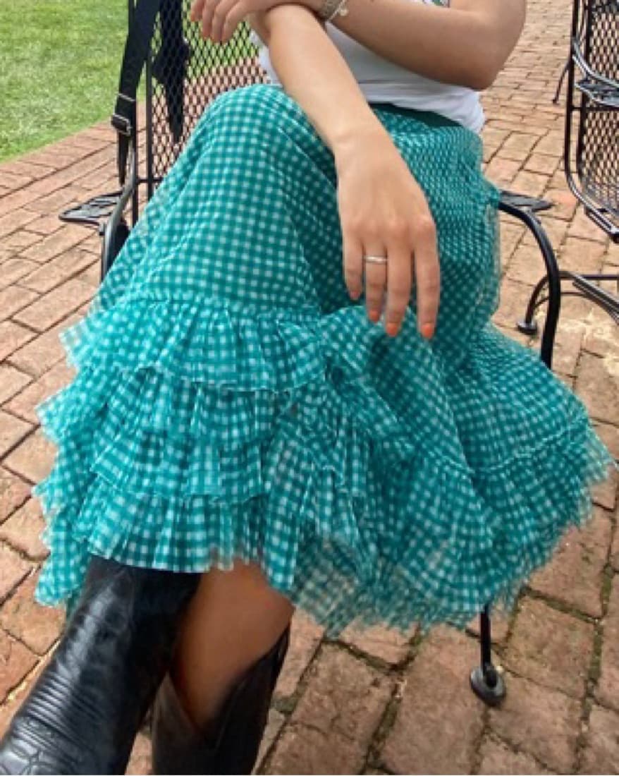 🦋 Gingham Tulle Maxi Skirt - Image 1