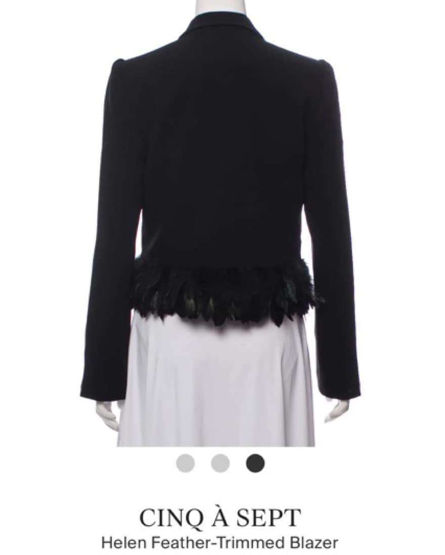 Cinq A Sept Black Feather Trimmed Blazer - Image 4