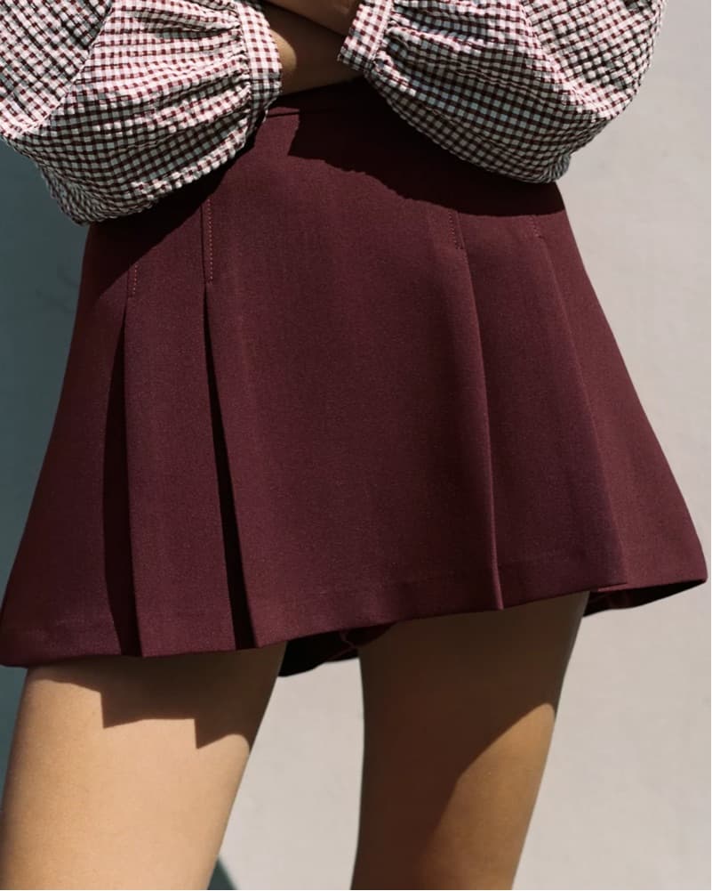 Burgundy Pleated Skort - Image 4
