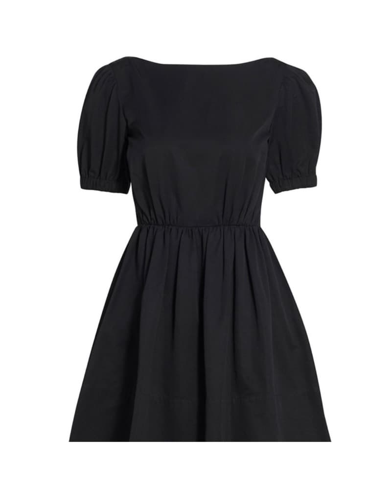STAUD Black Puff Sleeve Backless Mini - Image 3