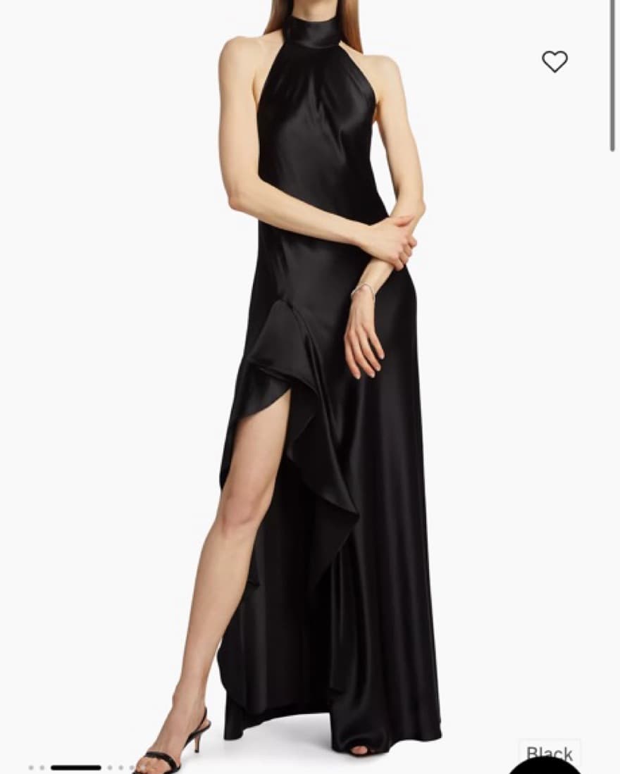 Milly  Roux Hammered Satin Halterneck Go - Image 4