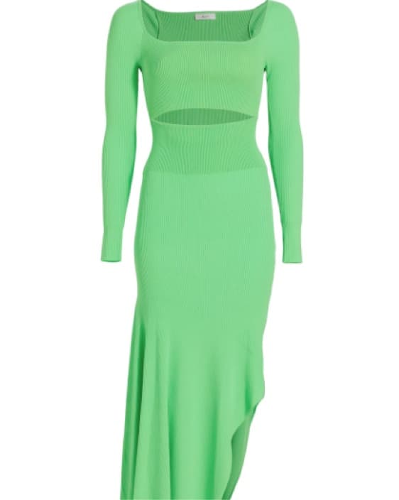Vibrant Green Ribbed Cutout Maxi Dress - Image 4