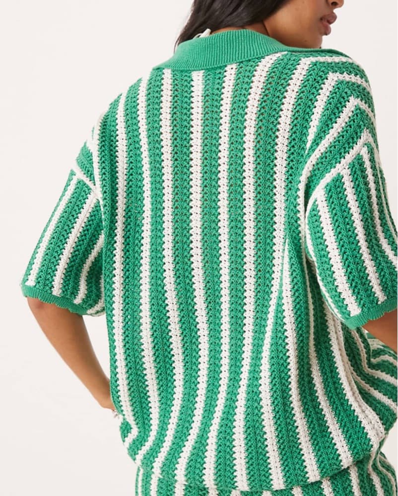 Striped Green and White Matching Set - Image 2