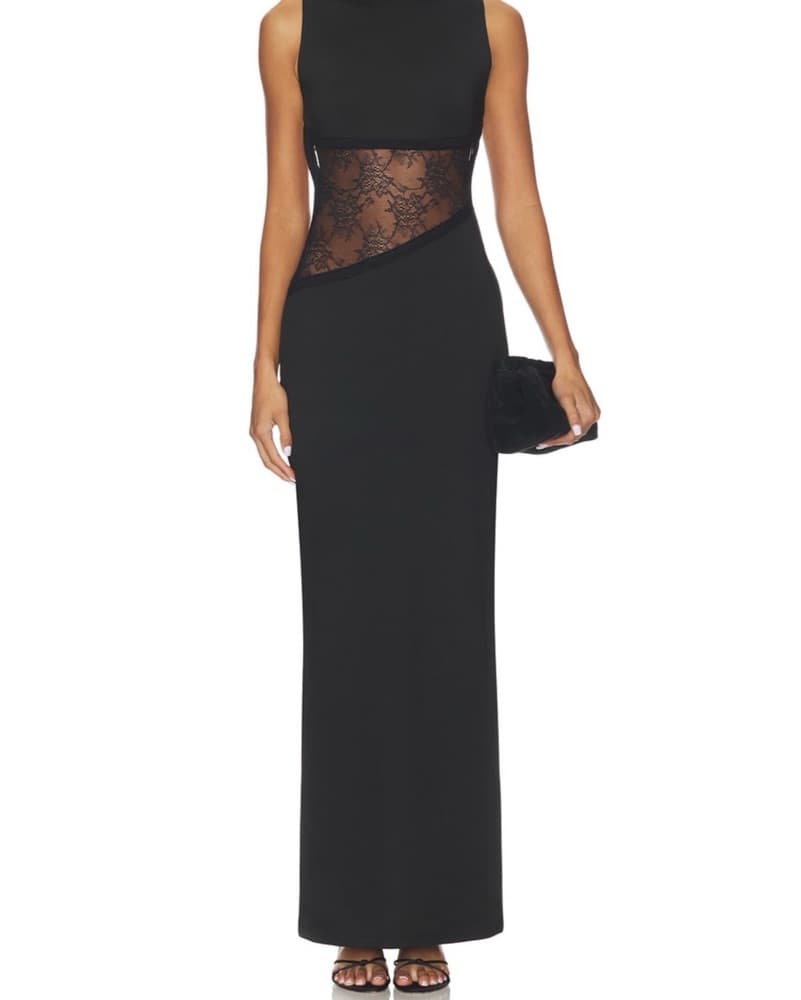 Superdown - Lace-Detail Black Maxi Dress - Image 3