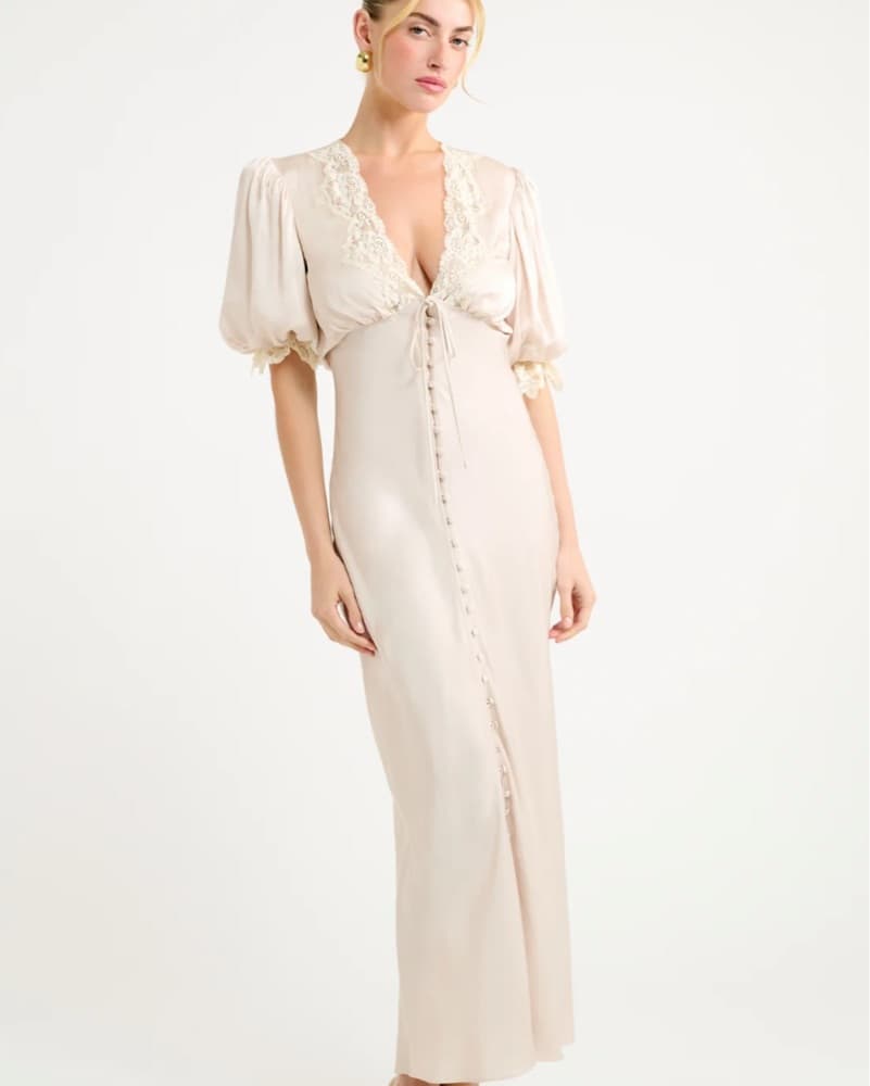 Romantic Lace Trimmed Maxi Dress - Image 1
