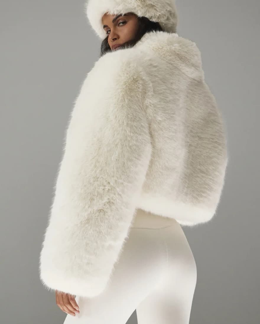 Alo Opulent Faux Fur Cropped Jacket - Image 2