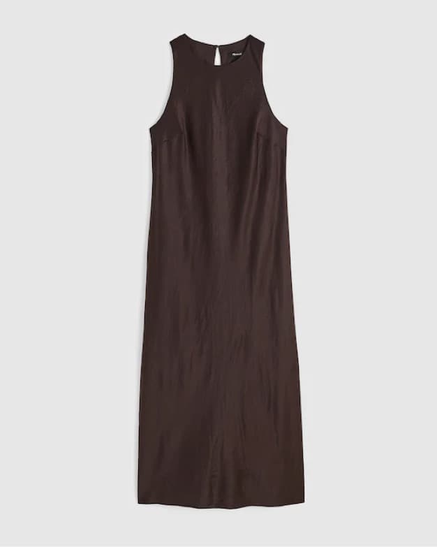 Brown Madewell Satin Midi Dress - Image 5