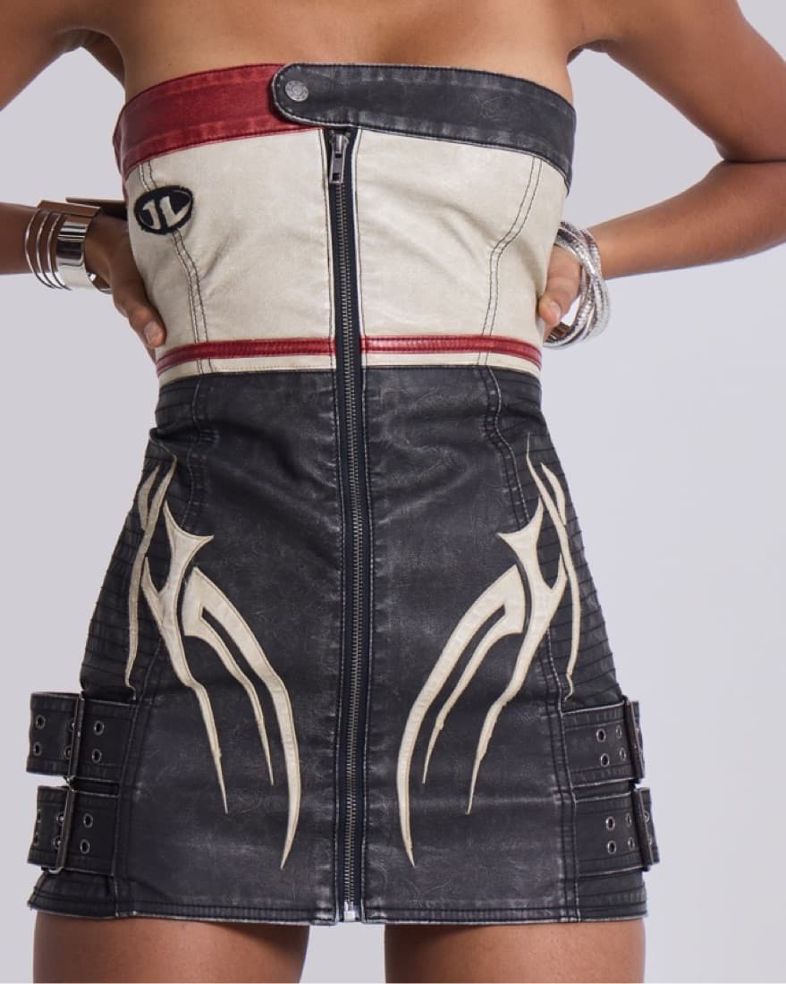 Jaded London Motocross Leather Mini Dres - Image 1