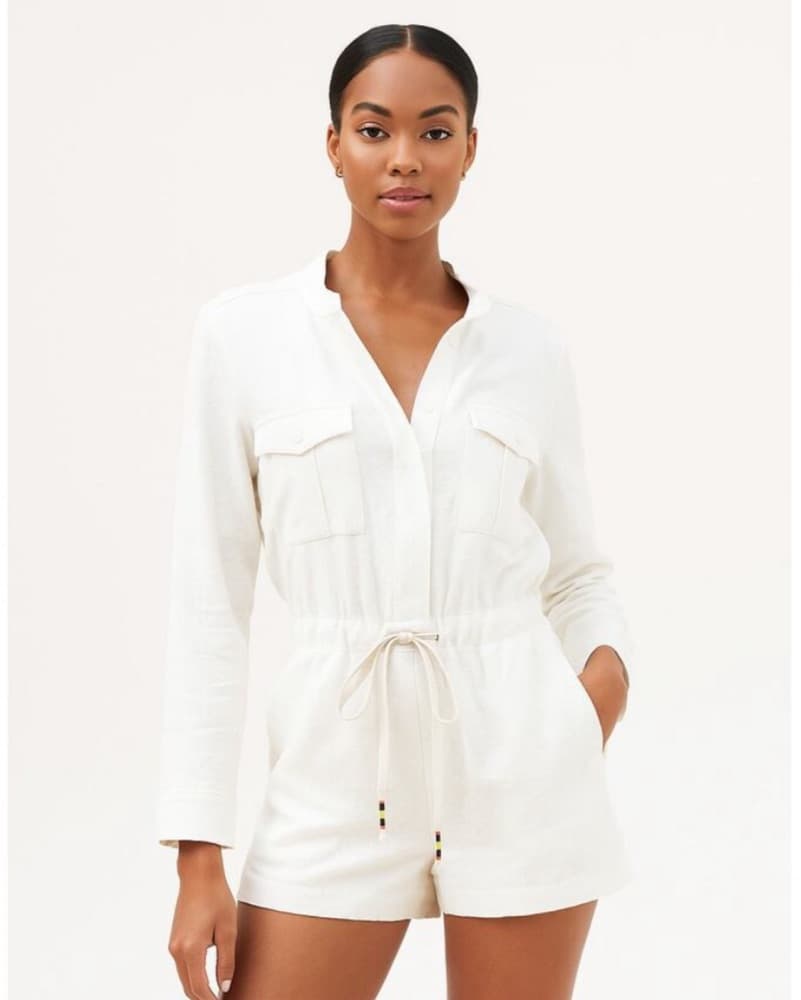 Ivory Embroidered Longsleeve Romper - Image 2